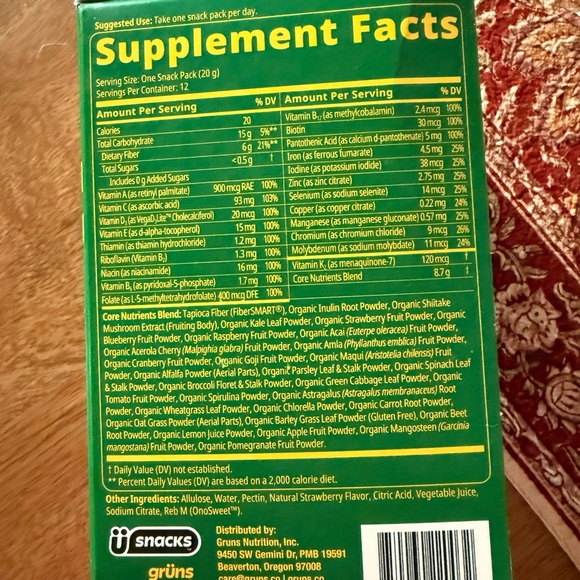 Grüns Superfoods Greens Gummies Box - Picture 6 of 6